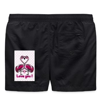Flamingo love - Badeshorts - Schwarz - Hinten