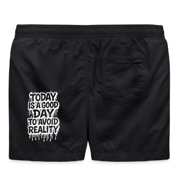 Aujourd’hui est une bonne journée Graffiti Spruch évite la réalité - Short de bain - noir - Dos