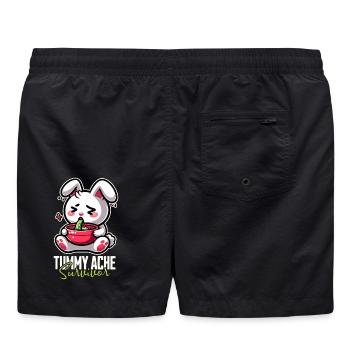 Tummy Ache Survivor – Lustiges Hasen-Design - Badeshorts - Schwarz - Hinten