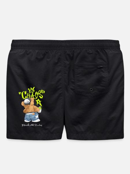 Chaos Bear Graffiti Break All Rules - Swim Trunks - black