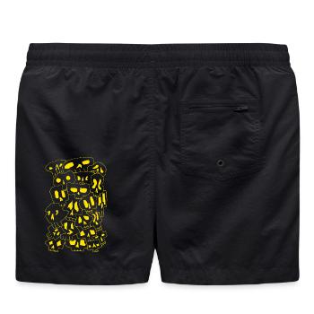 Skulls (Outlines Gelb) - Badeshorts - Schwarz - Hinten