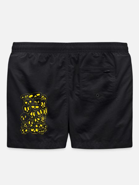 Skulls (Outlines Gelb) - Badeshorts - Schwarz