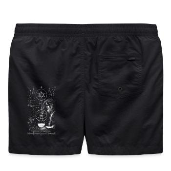 Motif d’alchimiste magique de lignes blanches - Short de bain - noir - Dos - AI Model Male 185 light (185cm)