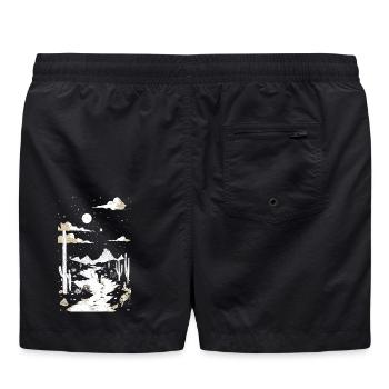 Chemin à travers le désert avec empreintes de pas et cactus - Short de bain - noir - Dos