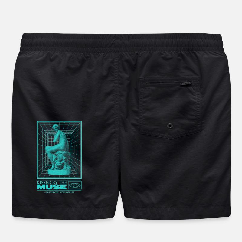 Neon statue in cyberspace Swim Trunks