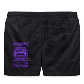 Motif de manette de jeu rétro - Short de bain - noir - Dos - AI Model Male 185 light (185cm)