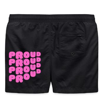 Pride / CSD / LGBTQ+ Design « PROUD » - Short de bain - noir - Dos
