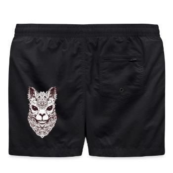 Masque de chat fascinant au design tribal - Short de bain - noir - Dos