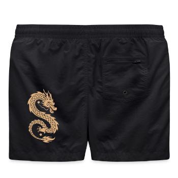 Goldener Drachen-Silhouette – Himmlische Asiatische Mythische - Badeshorts - Schwarz - Hinten