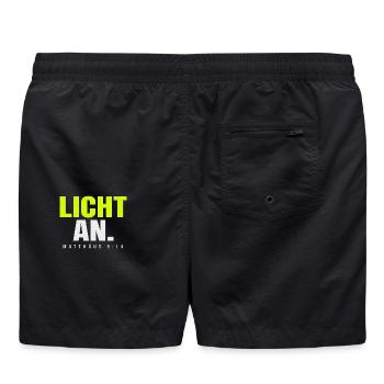 Licht an. – Matthäus 5,14 - Badeshorts - Schwarz - Hinten