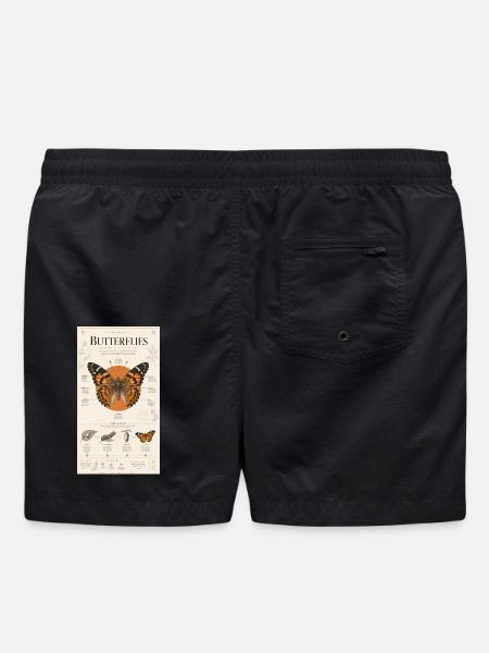 Butterfly Art Poster Nature Cycle - Swim Trunks - black