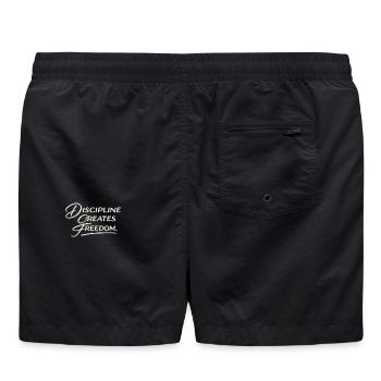 Disziplin schafft Freiheit Skript - Badeshorts - Schwarz - Hinten - AI Model Male 185 light (185cm)