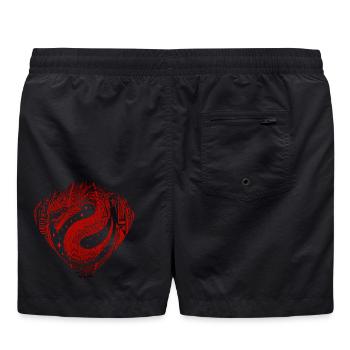 Roter Drache Yin Yang – Kampfsport-Zen-Symbol - Badeshorts - Schwarz - Hinten