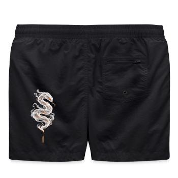 Rauchschlange – Streichholz und Glut - Badeshorts - Schwarz - Hinten
