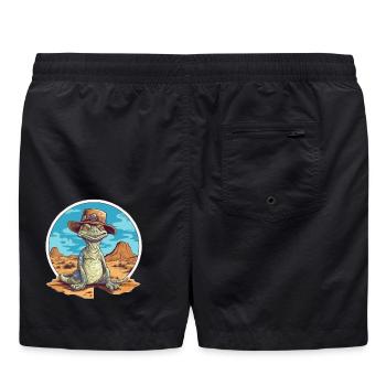 Dinosaure créatif avec chapeau dans le désert - Short de bain - noir - Dos