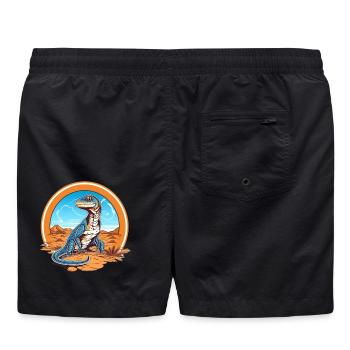 Lizard in Wüstenlandschaft Design - Badeshorts - Schwarz - Hinten