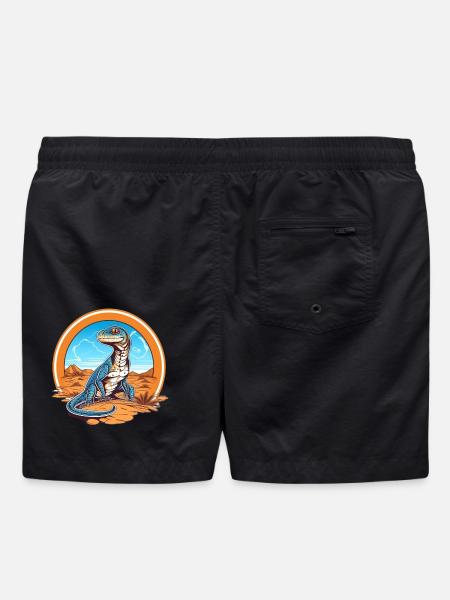 Lizard in Desert Landscape Design - Swim Trunks - black
