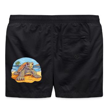 Schildkröte am Strand Illustration - Badeshorts - Schwarz - Hinten