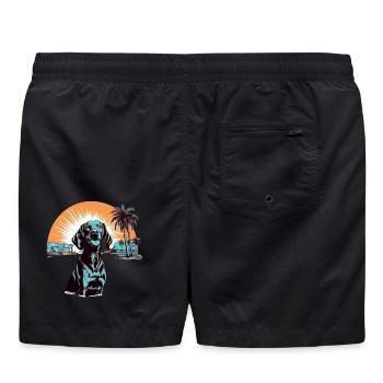 Labrador sur la plage avec coucher de soleil - Short de bain - noir - Dos