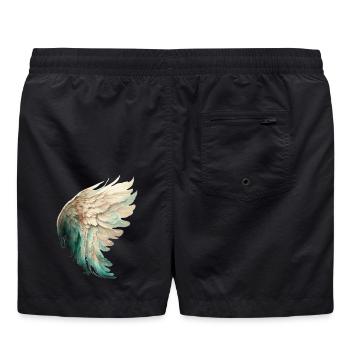 Eleganter pastellfarbener Vogelflügel - Badeshorts - Schwarz - Hinten