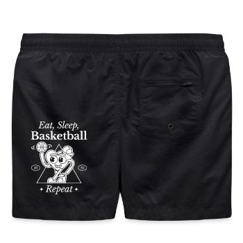 Conception de coeur de basket-ball - Short de bain - noir - Dos