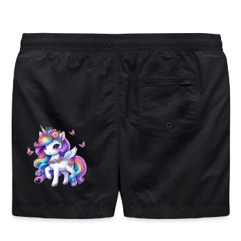 Ailes de licorne fleur arc-en-ciel - Short de bain - noir - Dos - AI Model Male 185 light (185cm)