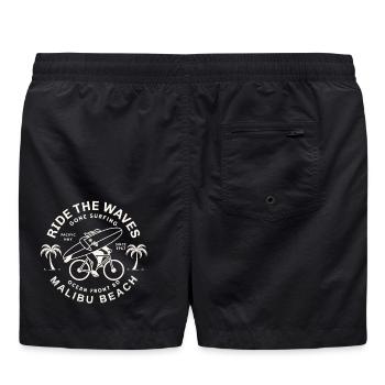 Malibu Surf Vintage Fahrradbrett - Badeshorts - Schwarz - Hinten - AI Model Male 185 light (185cm)