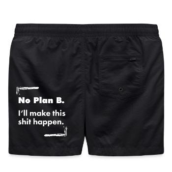No Plan B – Destroyed Bold Typo Spruch - Badeshorts - Schwarz - Hinten - AI Model Male 185 light (185cm)