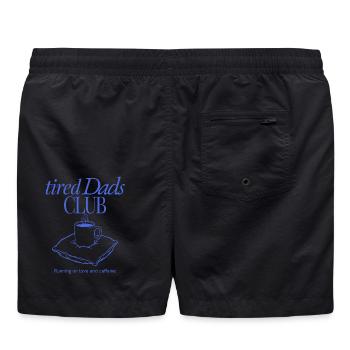 Tired Dads Club Kaffee - Badeshorts - Schwarz - Hinten - AI Model Male 185 light (185cm)