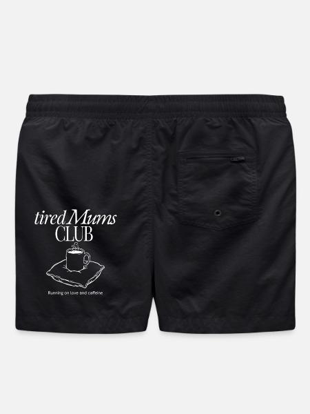 TiredMims Coffee Club Motif - Swim Trunks - black