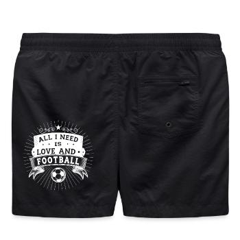 All i need is love and Fussball. weiss - Badeshorts - Schwarz - Hinten