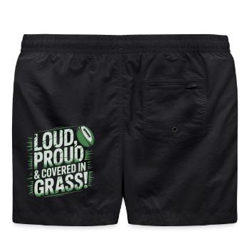 Loud, Proud & Covered in Grass - Swim Trunks - black - Back - AI Model Male 185 light (185cm)