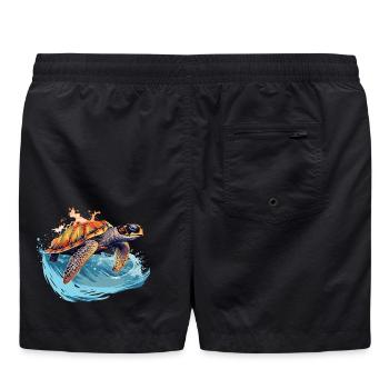Tortue de mer sauvage dans la vague - Short de bain - noir - Dos