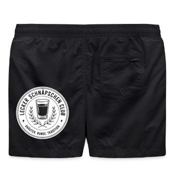 Lecker Schnäpschen Club Kneipe Saufen JGA Schnaps - Badeshorts - Schwarz - Hinten