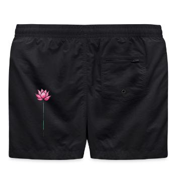 Pink Lotus Flower Zen Calm Yoga and Meditation Art - Swim Trunks - black - Back - AI Model Male 185 light (185cm)
