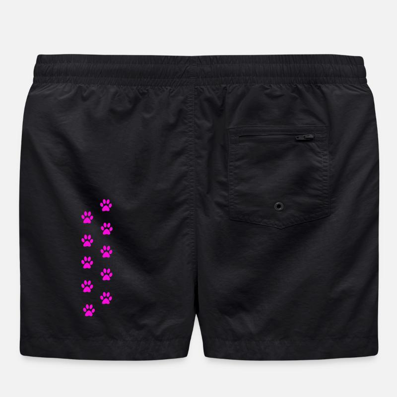 Pink Cat Paw Print Pattern Swim Trunks