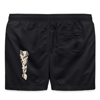 Zopf mit Vogelfedern - Badeshorts - Schwarz - Hinten