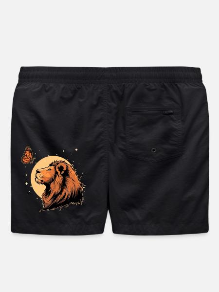 Lion avec papillon - Short de bain - noir