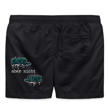 Einzig… aber nicht …artig Einzigartig Spruch - Badeshorts - Schwarz - Hinten