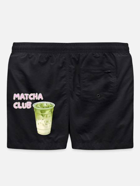 Matcha Club Latte Graphic - Swim Trunks - black