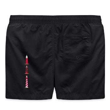 Leuchttürme Texel, Den Oever, Westerlichttoren - Badeshorts - Schwarz - Hinten