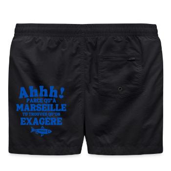 Marseille, ich bin Marseillais, Marseillais, 13 - Badeshorts - Schwarz - Hinten - AI Model Male 185 light (185cm)