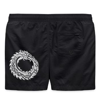 Ouroboros-Drache mit ornamentalem Knotenwerk - Badeshorts - Schwarz - Hinten