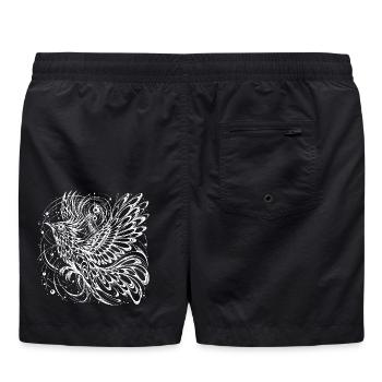 Mystischer Phönix Lineart – Kosmischer Vogel  - Badeshorts - Schwarz - Hinten