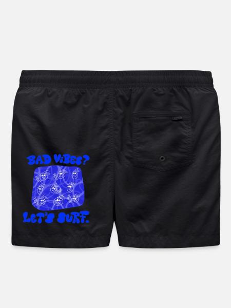 SHARKYS OLDHOUSE Bad Vibes! Lets surf. - Swim Trunks - black