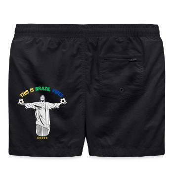 Brazil Football Vibes – Stil-Unterstützer - Badeshorts - Schwarz - Hinten - AI Model Male 185 light (185cm)
