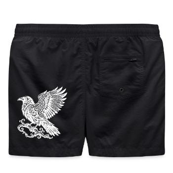 Nordischer Rabe mit ornamentalem Knotenwerk - Badeshorts - Schwarz - Hinten