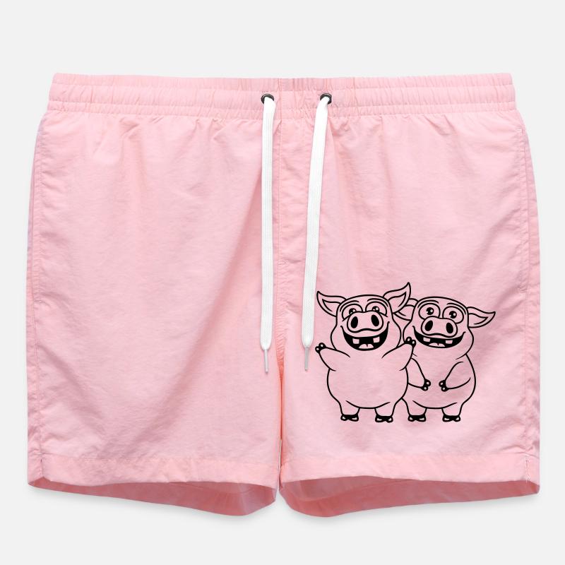 Amis équipe drôles cochons - Short de bain - rose