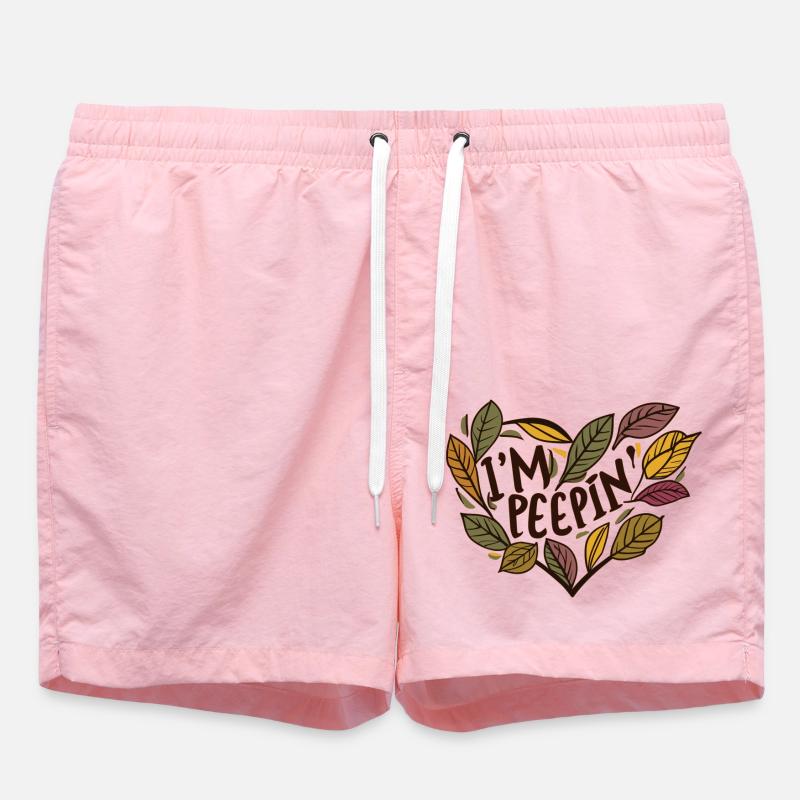 Leaf Peeping Fall Foliage Leaves - Swim Trunks - pink