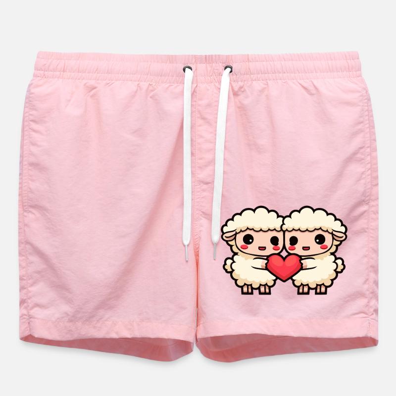 Couple de moutons Saint-Valentin - Short de bain - rose